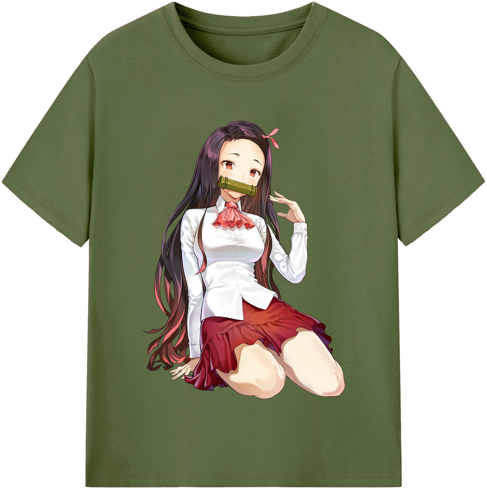 （画像用） 鬼滅の刃（きめつのやいば）竈門 禰󠄀豆子／かまど ねずこ Kamado Nezuko 綿100％半袖Tシャツ（フロントプリント）